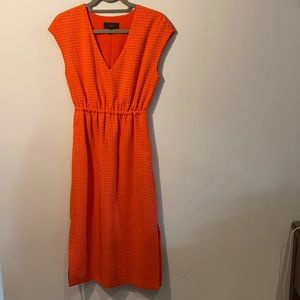 Coral Midi Dress w Fitted Waist